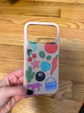 Beige Sticker-Decorated Phone Case IPhone 17 promax